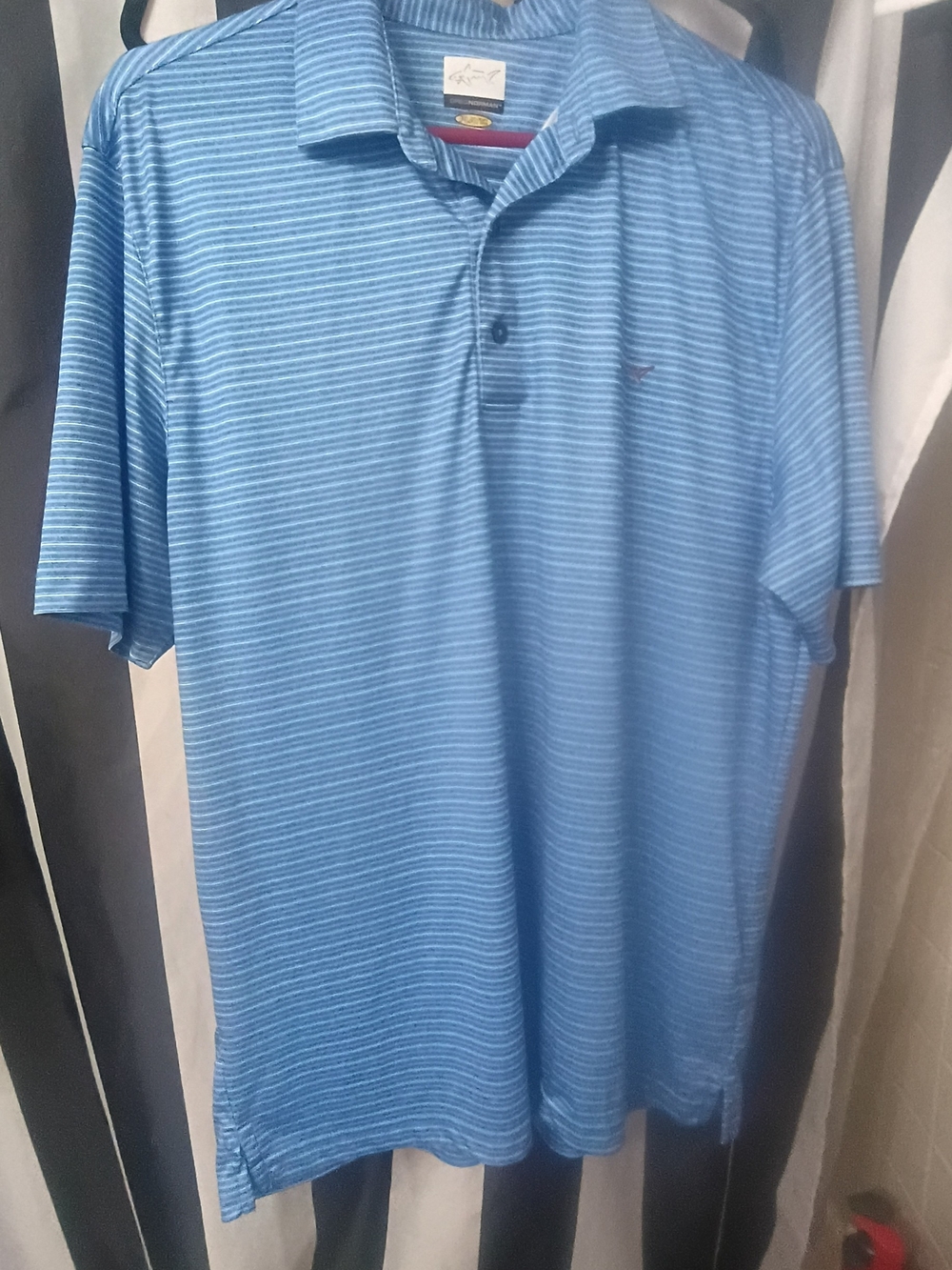 Greg Norman Collection Light Blue Striped Polo